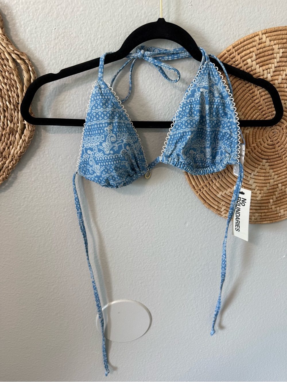 Blue Bandana Print Triangle Bikini Top